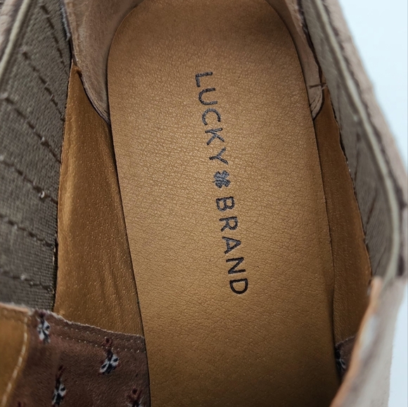 Lucky Brand Ankle Boots Booties Women’s 10M Folley Brown Taupe Suede Shoes - Picture 7 of 10